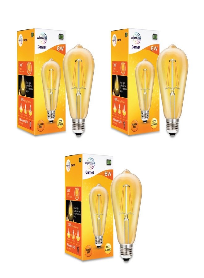 ويبرو مصباح ويبرو جارنت 8 واط A60 LED خيطي | مصباح LED زخرفي لتزيين المنزل والمكتب | مصباح خيطي موفر للطاقة مزود بحماية مدمجة ضد زيادة التيار | مصباح E27، 2700 كلفن (أبيض دافئ، عبوة من 3 مصابيح) - Image 1